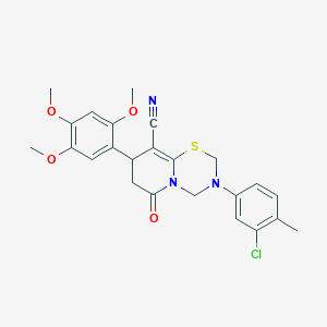 3-(3-chloro-4-methylphenyl)-6-oxo-8-(2,4,5-trimethoxyphenyl)-3,4,7,8-tetrahydro-2H,6H-pyrido[2,1-b][1,3,5]thiadiazine-9-carbonitrile