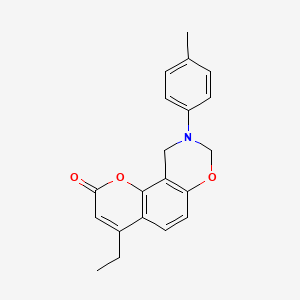 4-ethyl-9-(4-methylphenyl)-9,10-dihydro-2H,8H-chromeno[8,7-e][1,3]oxazin-2-one