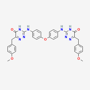 molecular formula C34H30N8O5 B11446552 6-[(4-Methoxyphenyl)methyl]-3-({4-[4-({6-[(4-methoxyphenyl)methyl]-5-oxo-4,5-dihydro-1,2,4-triazin-3-YL}amino)phenoxy]phenyl}amino)-4,5-dihydro-1,2,4-triazin-5-one 