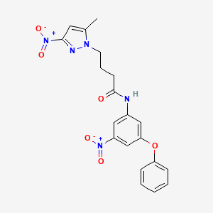 molecular formula C20H19N5O6 B11446560 4-(5-methyl-3-nitro-1H-pyrazol-1-yl)-N-(3-nitro-5-phenoxyphenyl)butanamide 