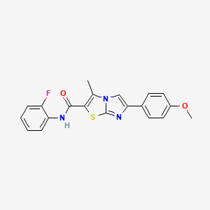 molecular formula C20H16FN3O2S B11446586 N-(2-fluorophenyl)-6-(4-methoxyphenyl)-3-methylimidazo[2,1-b][1,3]thiazole-2-carboxamide 