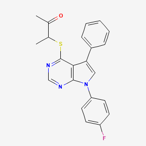 3-{[7-(4-fluorophenyl)-5-phenyl-7H-pyrrolo[2,3-d]pyrimidin-4-yl]sulfanyl}butan-2-one