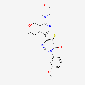 molecular formula C25H26N4O4S B11446610 14-(3-methoxyphenyl)-4,4-dimethyl-8-morpholin-4-yl-5-oxa-11-thia-9,14,16-triazatetracyclo[8.7.0.02,7.012,17]heptadeca-1(10),2(7),8,12(17),15-pentaen-13-one 