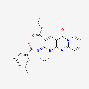 ethyl 6-(3,5-dimethylbenzoyl)imino-7-(2-methylpropyl)-2-oxo-1,7,9-triazatricyclo[8.4.0.03,8]tetradeca-3(8),4,9,11,13-pentaene-5-carboxylate