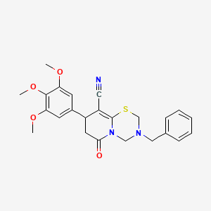 molecular formula C24H25N3O4S B11446691 3-benzyl-6-oxo-8-(3,4,5-trimethoxyphenyl)-3,4,7,8-tetrahydro-2H,6H-pyrido[2,1-b][1,3,5]thiadiazine-9-carbonitrile 