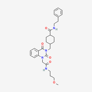 molecular formula C30H38N4O5 B11446703 4-((1-(2-((3-methoxypropyl)amino)-2-oxoethyl)-2,4-dioxo-1,2-dihydroquinazolin-3(4H)-yl)methyl)-N-phenethylcyclohexanecarboxamide 