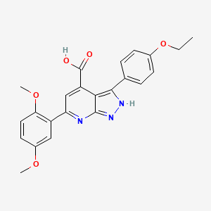 6-(2,5-dimethoxyphenyl)-3-(4-ethoxyphenyl)-1H-pyrazolo[3,4-b]pyridine-4-carboxylic acid