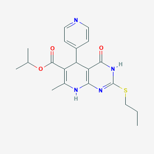 Propan-2-yl 7-methyl-4-oxo-2-(propylsulfanyl)-5-(pyridin-4-yl)-3,4,5,8-tetrahydropyrido[2,3-d]pyrimidine-6-carboxylate