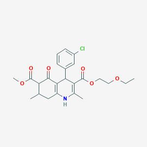 3-(2-Ethoxyethyl) 6-methyl 4-(3-chlorophenyl)-2,7-dimethyl-5-oxo-1,4,5,6,7,8-hexahydroquinoline-3,6-dicarboxylate