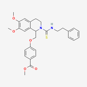 molecular formula C29H32N2O5S B11446780 Methyl 4-((6,7-dimethoxy-2-(phenethylcarbamothioyl)-1,2,3,4-tetrahydroisoquinolin-1-yl)methoxy)benzoate 