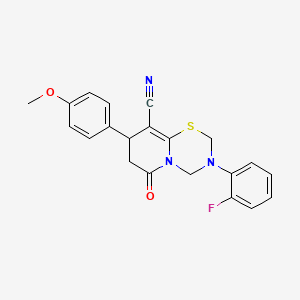 3-(2-fluorophenyl)-8-(4-methoxyphenyl)-6-oxo-3,4,7,8-tetrahydro-2H,6H-pyrido[2,1-b][1,3,5]thiadiazine-9-carbonitrile