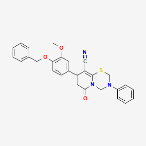 8-[4-(benzyloxy)-3-methoxyphenyl]-6-oxo-3-phenyl-3,4,7,8-tetrahydro-2H,6H-pyrido[2,1-b][1,3,5]thiadiazine-9-carbonitrile