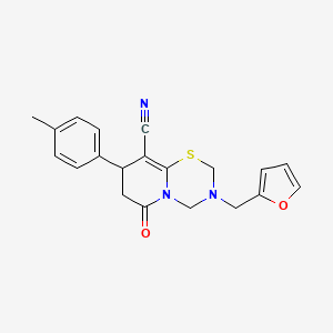 3-(furan-2-ylmethyl)-8-(4-methylphenyl)-6-oxo-3,4,7,8-tetrahydro-2H,6H-pyrido[2,1-b][1,3,5]thiadiazine-9-carbonitrile