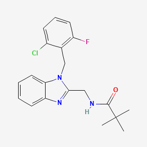 molecular formula C20H21ClFN3O B11446835 N-{[1-(2-chloro-6-fluorobenzyl)-1H-benzimidazol-2-yl]methyl}-2,2-dimethylpropanamide 