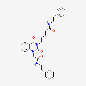 molecular formula C31H38N4O4 B11446853 5-[1-(2-{[2-(cyclohex-1-en-1-yl)ethyl]amino}-2-oxoethyl)-2,4-dioxo-1,4-dihydroquinazolin-3(2H)-yl]-N-(2-phenylethyl)pentanamide 