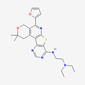 N',N'-diethyl-N-[8-(furan-2-yl)-4,4-dimethyl-5-oxa-11-thia-9,14,16-triazatetracyclo[8.7.0.02,7.012,17]heptadeca-1(10),2(7),8,12(17),13,15-hexaen-13-yl]ethane-1,2-diamine