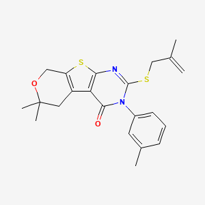 12,12-dimethyl-4-(3-methylphenyl)-5-(2-methylprop-2-enylsulfanyl)-11-oxa-8-thia-4,6-diazatricyclo[7.4.0.02,7]trideca-1(9),2(7),5-trien-3-one