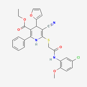 molecular formula C28H24ClN3O5S B11446890 Ethyl 6-({2-[(5-chloro-2-methoxyphenyl)amino]-2-oxoethyl}sulfanyl)-5-cyano-4-(furan-2-yl)-2-phenyl-1,4-dihydropyridine-3-carboxylate 