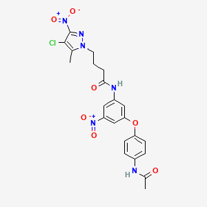 N-{3-[4-(acetylamino)phenoxy]-5-nitrophenyl}-4-(4-chloro-5-methyl-3-nitro-1H-pyrazol-1-yl)butanamide