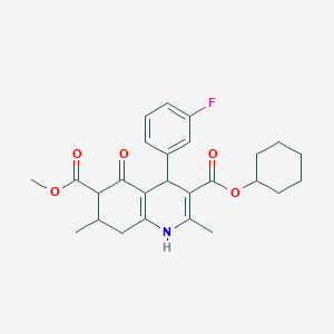 3-Cyclohexyl 6-methyl 4-(3-fluorophenyl)-2,7-dimethyl-5-oxo-1,4,5,6,7,8-hexahydroquinoline-3,6-dicarboxylate