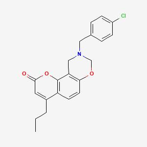 molecular formula C21H20ClNO3 B11446964 9-(4-chlorobenzyl)-4-propyl-9,10-dihydro-2H,8H-chromeno[8,7-e][1,3]oxazin-2-one 