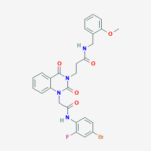 molecular formula C27H24BrFN4O5 B11446969 3-(1-(2-((4-bromo-2-fluorophenyl)amino)-2-oxoethyl)-2,4-dioxo-1,2-dihydroquinazolin-3(4H)-yl)-N-(2-methoxybenzyl)propanamide 