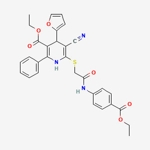 Ethyl 5-cyano-6-[(2-{[4-(ethoxycarbonyl)phenyl]amino}-2-oxoethyl)sulfanyl]-4-(furan-2-yl)-2-phenyl-1,4-dihydropyridine-3-carboxylate