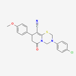 3-(4-chlorophenyl)-8-(4-methoxyphenyl)-6-oxo-3,4,7,8-tetrahydro-2H,6H-pyrido[2,1-b][1,3,5]thiadiazine-9-carbonitrile