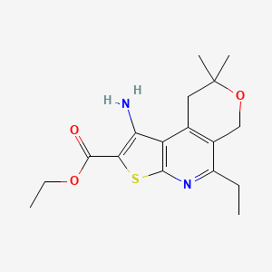 ethyl 1-amino-5-ethyl-8,8-dimethyl-8,9-dihydro-6H-pyrano[4,3-d]thieno[2,3-b]pyridine-2-carboxylate