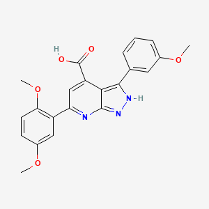 6-(2,5-dimethoxyphenyl)-3-(3-methoxyphenyl)-1H-pyrazolo[3,4-b]pyridine-4-carboxylic acid