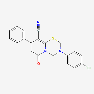 3-(4-chlorophenyl)-6-oxo-8-phenyl-3,4,7,8-tetrahydro-2H,6H-pyrido[2,1-b][1,3,5]thiadiazine-9-carbonitrile