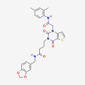 molecular formula C28H28N4O6S B11447069 N-(1,3-benzodioxol-5-ylmethyl)-4-[1-[2-(2,4-dimethylanilino)-2-oxoethyl]-2,4-dioxothieno[3,2-d]pyrimidin-3-yl]butanamide 