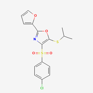 4-[(4-Chlorophenyl)sulfonyl]-2-(furan-2-yl)-5-(propan-2-ylsulfanyl)-1,3-oxazole