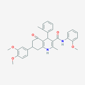 7-(3,4-dimethoxyphenyl)-N-(2-methoxyphenyl)-2-methyl-4-(2-methylphenyl)-5-oxo-1,4,5,6,7,8-hexahydroquinoline-3-carboxamide