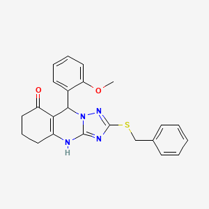 molecular formula C23H22N4O2S B11447101 2-(benzylsulfanyl)-9-(2-methoxyphenyl)-5,6,7,9-tetrahydro[1,2,4]triazolo[5,1-b]quinazolin-8(4H)-one 