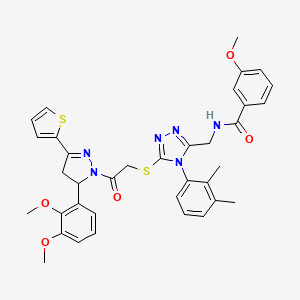 N-{[5-({2-[5-(2,3-Dimethoxyphenyl)-3-(thiophen-2-YL)-4,5-dihydro-1H-pyrazol-1-YL]-2-oxoethyl}sulfanyl)-4-(2,3-dimethylphenyl)-4H-1,2,4-triazol-3-YL]methyl}-3-methoxybenzamide