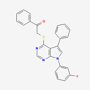 2-{[7-(3-fluorophenyl)-5-phenyl-7H-pyrrolo[2,3-d]pyrimidin-4-yl]sulfanyl}-1-phenylethanone