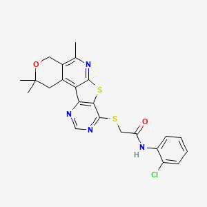 N-(2-chlorophenyl)-2-[(4,4,8-trimethyl-5-oxa-11-thia-9,14,16-triazatetracyclo[8.7.0.02,7.012,17]heptadeca-1,7,9,12(17),13,15-hexaen-13-yl)sulfanyl]acetamide