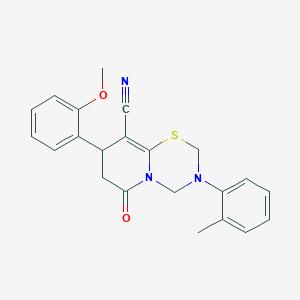 8-(2-methoxyphenyl)-3-(2-methylphenyl)-6-oxo-3,4,7,8-tetrahydro-2H,6H-pyrido[2,1-b][1,3,5]thiadiazine-9-carbonitrile