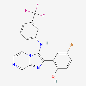 4-Bromo-2-(3-{[3-(trifluoromethyl)phenyl]amino}imidazo[1,2-a]pyrazin-2-yl)phenol