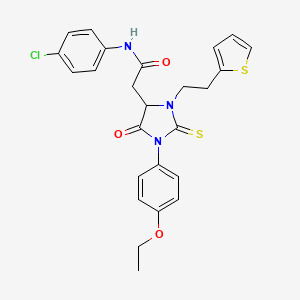 N-(4-chlorophenyl)-2-{1-(4-ethoxyphenyl)-5-oxo-3-[2-(thiophen-2-yl)ethyl]-2-thioxoimidazolidin-4-yl}acetamide