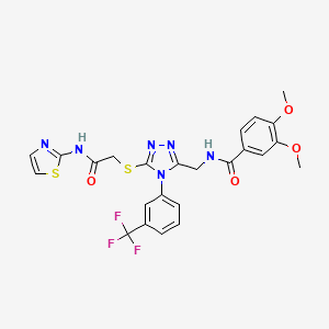 3,4-dimethoxy-N-((5-((2-oxo-2-(thiazol-2-ylamino)ethyl)thio)-4-(3-(trifluoromethyl)phenyl)-4H-1,2,4-triazol-3-yl)methyl)benzamide