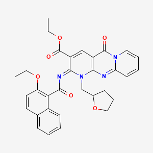 ethyl 6-(2-ethoxynaphthalene-1-carbonyl)imino-2-oxo-7-(oxolan-2-ylmethyl)-1,7,9-triazatricyclo[8.4.0.03,8]tetradeca-3(8),4,9,11,13-pentaene-5-carboxylate