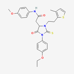 2-{1-(4-ethoxyphenyl)-3-[2-(3-methylthiophen-2-yl)ethyl]-5-oxo-2-thioxoimidazolidin-4-yl}-N-(4-methoxyphenyl)acetamide