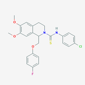 molecular formula C25H24ClFN2O3S B11447324 N-(4-chlorophenyl)-1-((4-fluorophenoxy)methyl)-6,7-dimethoxy-3,4-dihydroisoquinoline-2(1H)-carbothioamide 