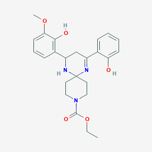 Ethyl 4-(2-hydroxy-3-methoxyphenyl)-2-(2-hydroxyphenyl)-1,5,9-triazaspiro[5.5]undec-1-ene-9-carboxylate