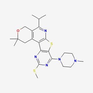 4,4-dimethyl-13-(4-methylpiperazin-1-yl)-15-methylsulfanyl-8-propan-2-yl-5-oxa-11-thia-9,14,16-triazatetracyclo[8.7.0.02,7.012,17]heptadeca-1(10),2(7),8,12(17),13,15-hexaene