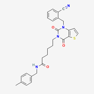 6-(1-(2-cyanobenzyl)-2,4-dioxo-1,2-dihydrothieno[3,2-d]pyrimidin-3(4H)-yl)-N-(4-methylbenzyl)hexanamide