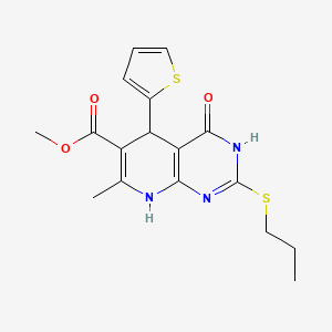 molecular formula C17H19N3O3S2 B11447363 Methyl 7-methyl-4-oxo-2-(propylsulfanyl)-5-(thiophen-2-yl)-3,4,5,8-tetrahydropyrido[2,3-d]pyrimidine-6-carboxylate 