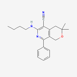 molecular formula C21H25N3O B11447371 6-(butylamino)-3,3-dimethyl-8-phenyl-3,4-dihydro-1H-pyrano[3,4-c]pyridine-5-carbonitrile 